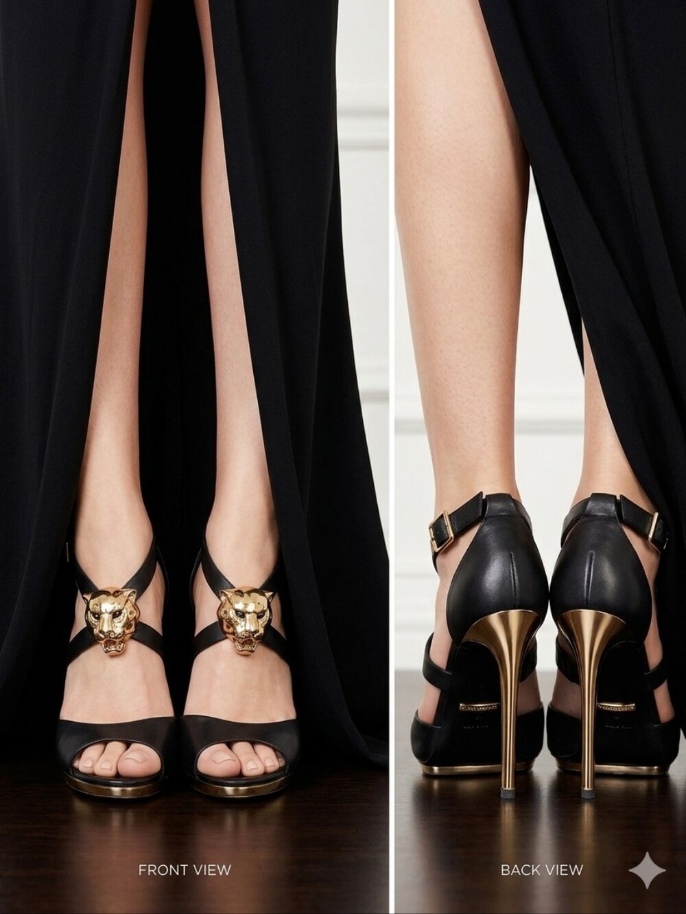 Roberto Cavalli Luxury Panthera Head Signature Gold Size 11 US‎ - Picture 2 of 14